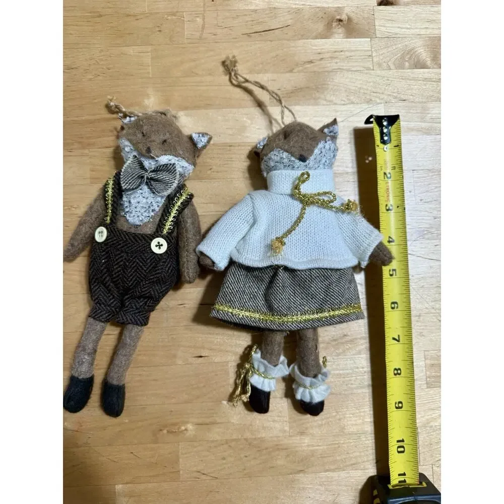 Target 2013 Mrs & Mr Fox Plush Dressed Animals 10”Christmas Ornaments